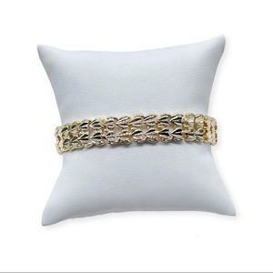 18k Gold Filled Thick Double Row of Hearts Bracelet